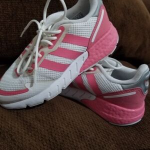Adidas Girls Pink and White Shoes